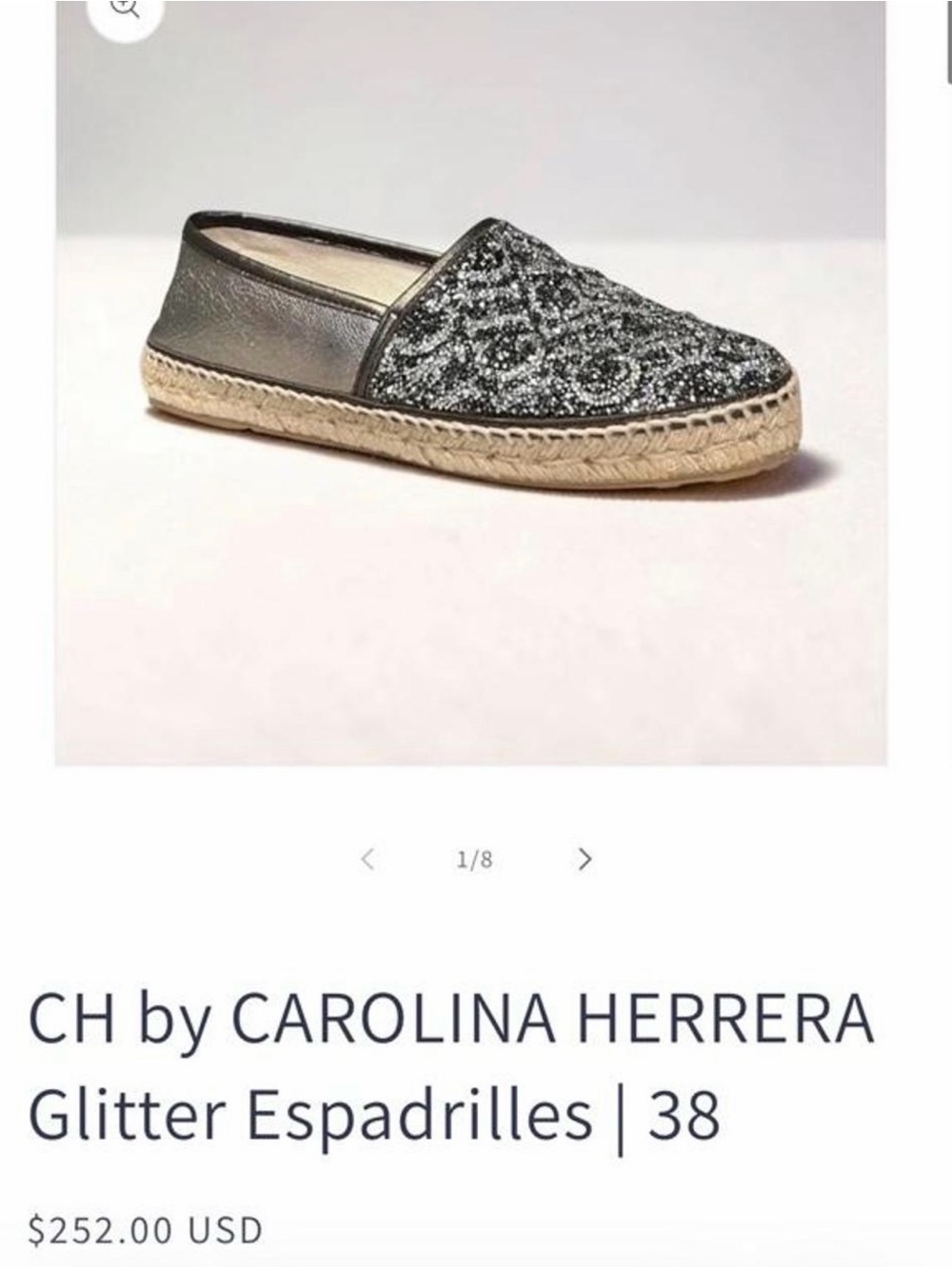 Carolina Herrera Metallic Silver Glitter Espadrilles